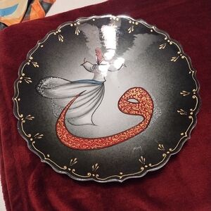 BEAUTIFUL!WHIRLING DERVISH  HAND PAINTED - HAND MADE - DECORATIVE PLATE.